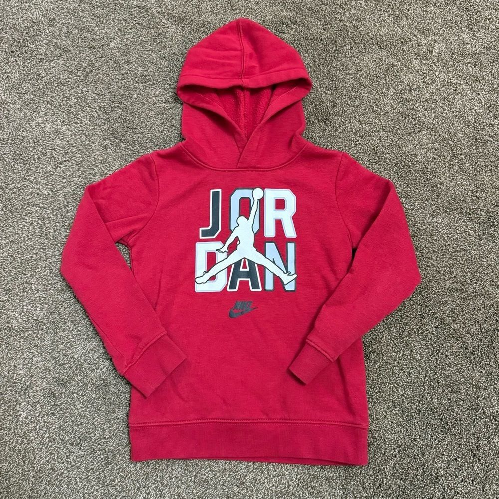 Jordan Boys Hoodie Youth XS 5–6 Red Pullover Jumpman Logo Graphic Nike